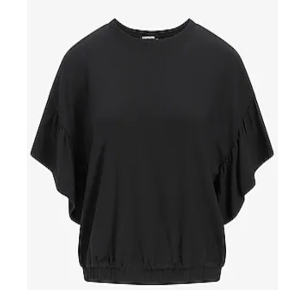 Express -Short Ruffle Sleeve Banded Bottom Sweatshirt size xs